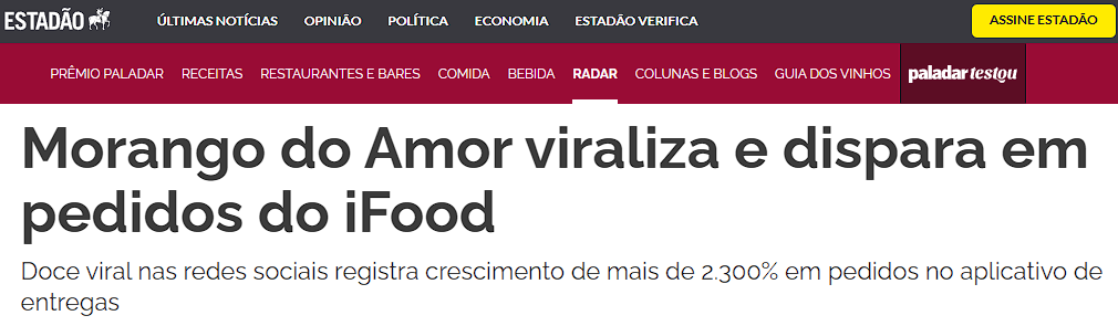 Viralização morango do amor